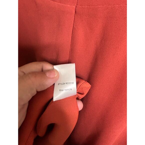 If By Sea Rust Flutter Sleeve Mini Dress Back Zip Flowing Skater Style Size M - Picture 11 of 11